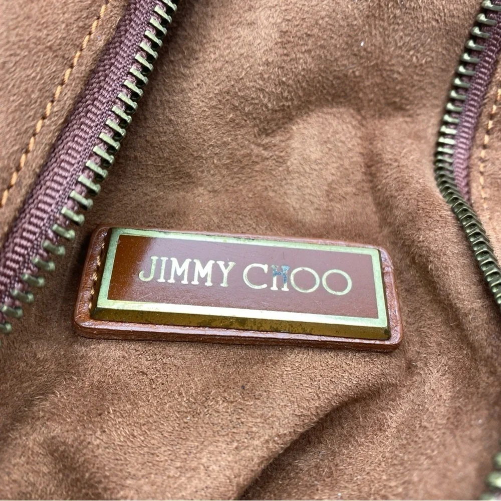 Jimmy Choo Vintage Mona Tote Bag Calfskin Leather Suede Lining Excellent 16x17